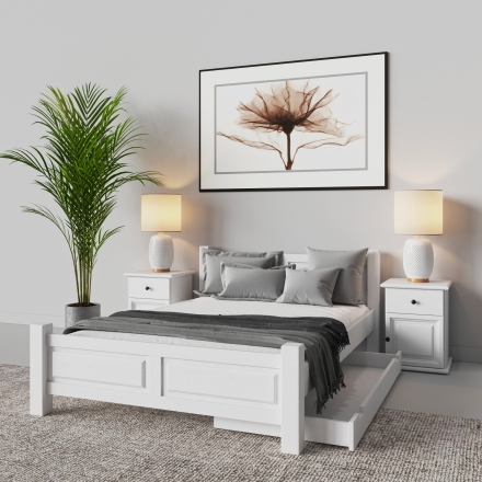 Białe łóżko - Łóżka Drewniane