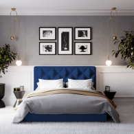 Łóżko Tapicerowane Velvet z przeszyciami w kształcie rombów - 17