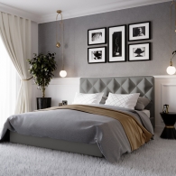 Łóżko Tapicerowane Velvet z przeszyciami w kształcie rombów - 22