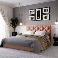 Łóżko Tapicerowane Velvet z przeszyciami w kształcie rombów - 50