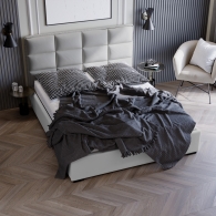 Łóżko tapicerowane Velvet z pionowymi i poziomymi przeszyciami - 2