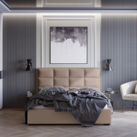 Łóżko tapicerowane Velvet z pionowymi i poziomymi przeszyciami - 10