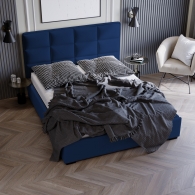 Łóżko tapicerowane Velvet z pionowymi i poziomymi przeszyciami - 16