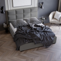 Łóżko tapicerowane Velvet z pionowymi i poziomymi przeszyciami - 23