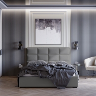 Łóżko tapicerowane Velvet z pionowymi i poziomymi przeszyciami - 24