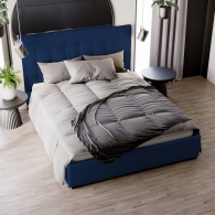 Łóżko tapicerowane Velvet z pikowanym zagłówkiem - 16