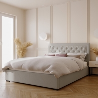 Łóżko tapicerowane z miękkim zagłówkiem - 1