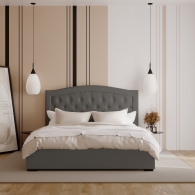 łóżko tapicerowane z zaokrąglonym oparciem - 21