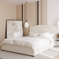 łóżko tapicerowane z zaokrąglonym oparciem - 37
