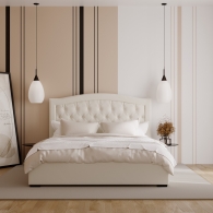 łóżko tapicerowane z zaokrąglonym oparciem - 39