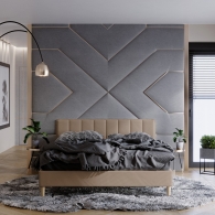 łóżko tapicerowane z pionowymi panelami - 8