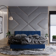 łóżko tapicerowane z pionowymi panelami - 13