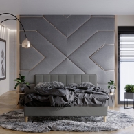 łóżko tapicerowane z pionowymi panelami - 18