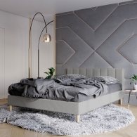 łóżko tapicerowane z pionowymi panelami - 1