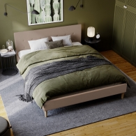 łóżko tapicerowane z guzikami na zagłówku - 2
