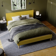 łóżko tapicerowane z guzikami na zagłówku - 22