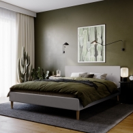 łóżko tapicerowane z guzikami na zagłówku - 26