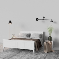 Skandynawskie białe łóżko drewniane - 4
