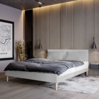 łóżko tapicerowane z płaskim zagłówkiem i poduszkami - 36
