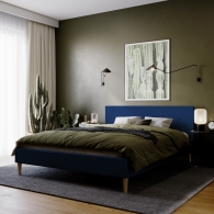 łóżko tapicerowane z guzikami na zagłówku - 6
