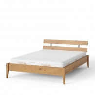 Łóżko z litego drewna dębowego z zagłówkiem z listew drewnianych - 2