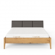 Łóżko z litego drewna dębowego z tapicerowanym zagłówkiem - 3