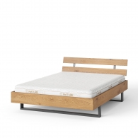 Łóżko z litego drewna dębowego na metalowej ramie - 2