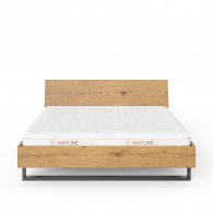 Łóżko dębowe na metalowej ramie z drewnianym zagłówkiem - 3