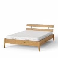 Łóżko dębowe z listwami na zagłówku na drewnianych nogach - 2