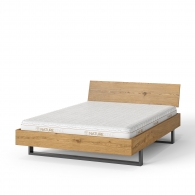 Łóżko dębowe z drewnianym zagłówkiem na metalowych nogach - 2
