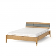 Łóżko z litego drewna dębowego z tapicerowaną listwą na zagłówku - 21