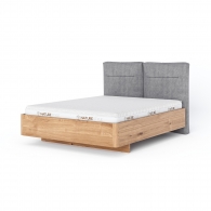 Dębowe łóżko z wysokim tapicerowanym zagłówkiem - 1