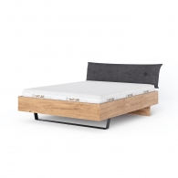 Łóżko dębowe z pochyłym tapicerowanym zagłówkiem - 1