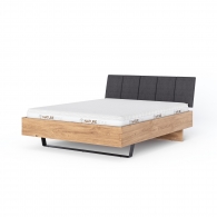 Dębowe łóżko z pionowymi przeszyciami na zagłówku - 1