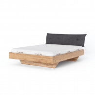 Łóżko na dębowej ramie z pikowanym zagłówkiem - 1